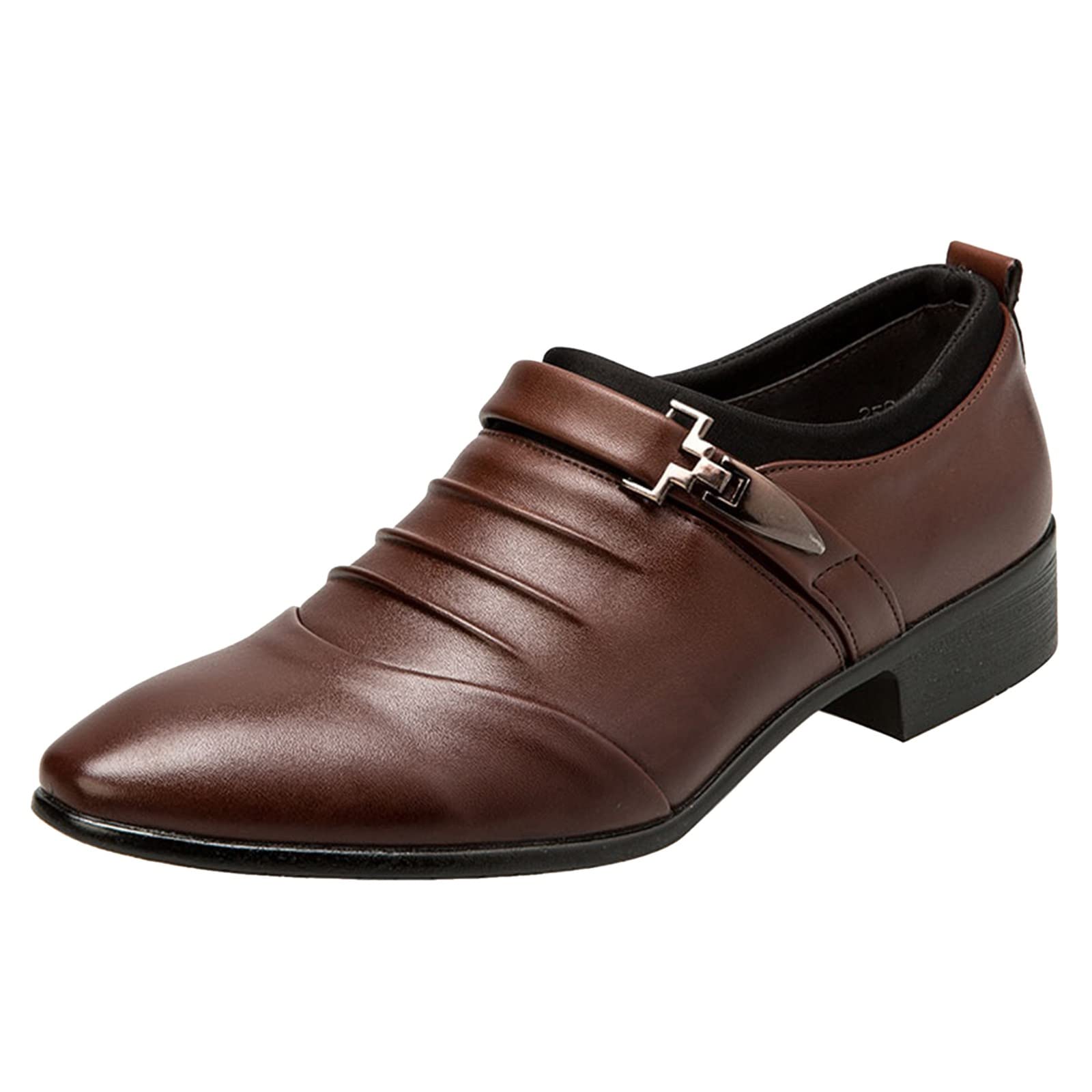 Men's Genuine Leather Dress Shoes Size 10.5 - Pointed Toe Western Style Formal Shoes for Business & Casual Wear - Perfect for Office, Weddings & Special Occasions