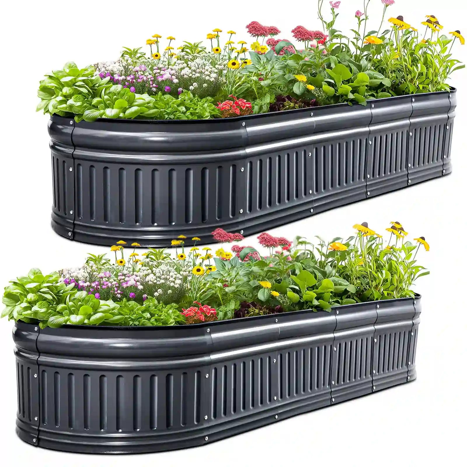 71x24x24 Inch Oval Elevated Raised Garden Bed Kit for Vegetables, Flowers & Herbs - Perfect for Backyard, Patio & Small Space Gardening