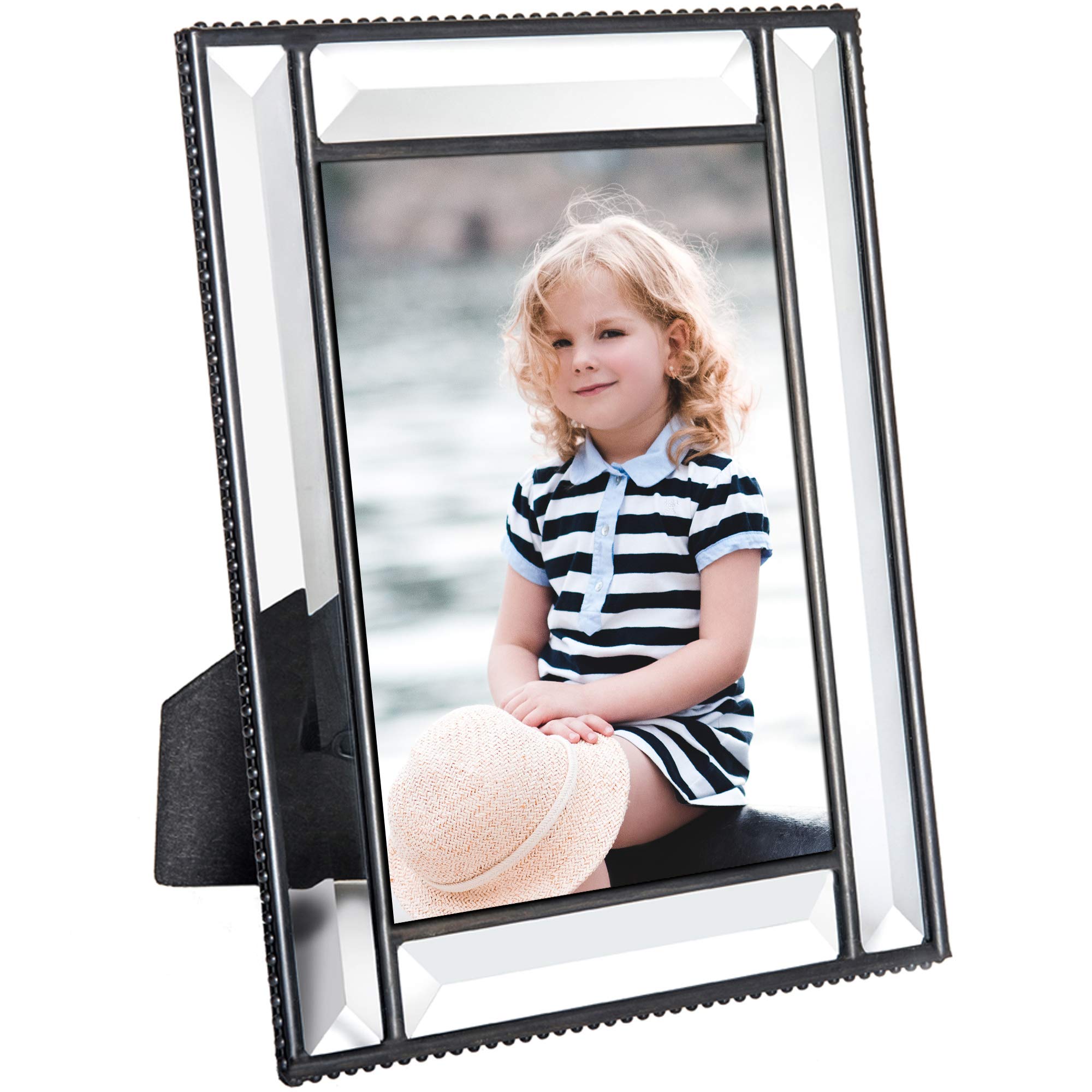 4x6 Beveled Glass Photo Frame - Wedding, Graduation Gift - Home & Office Decor