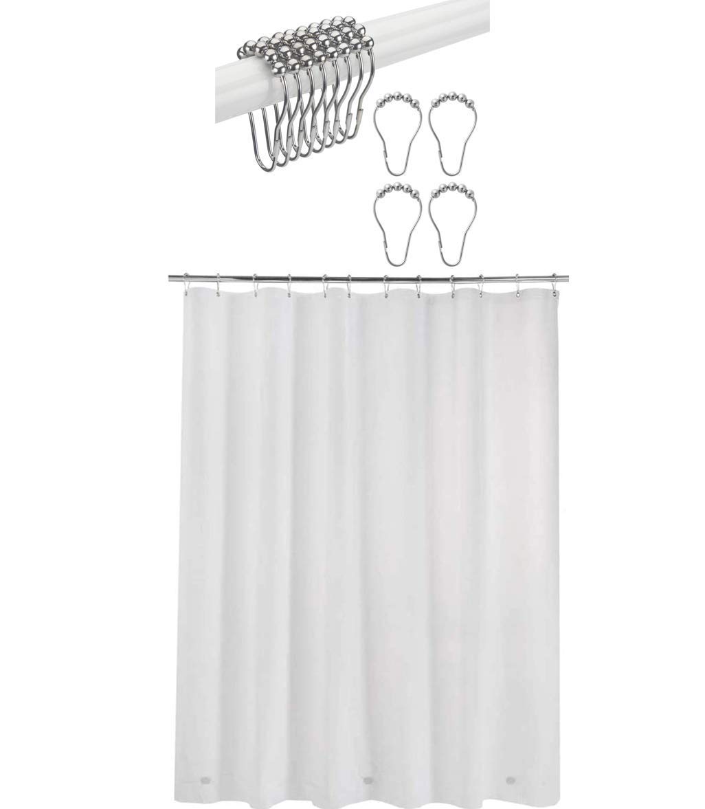 Titanker 12-Pack Shower Curtain Rings with 72x72 Inch PEVA Waterproof Shower Curtain Liner - Lightweight Frosted Bathroom Decor for Modern Homes, Hotels & Dorms