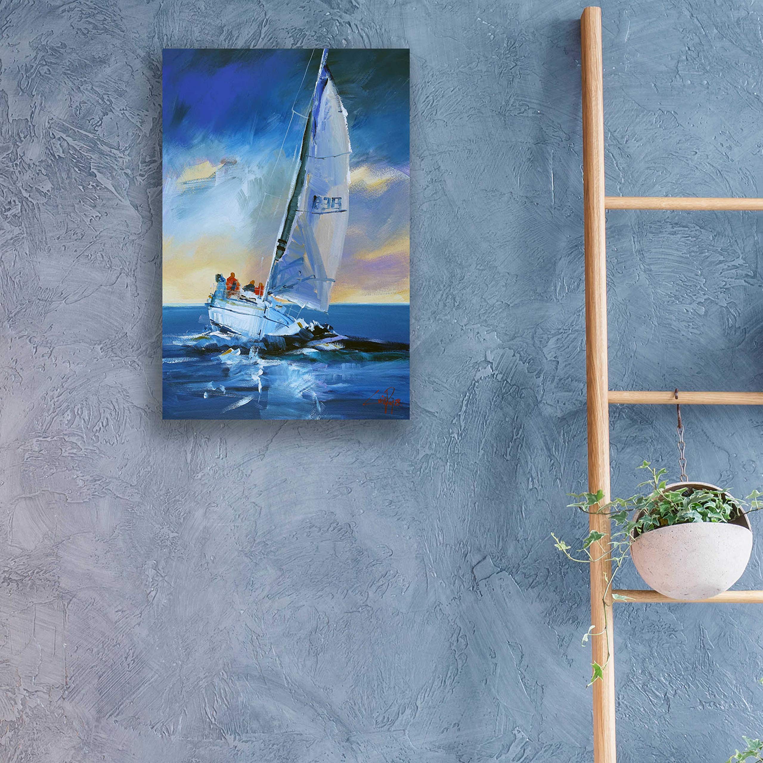 Epic 'Night Sail' Acrylic Glass Wall Art by Craig Trewin Penny - 16x24 Inches Modern Ocean Painting for Living Room, Bedroom & Office Decor