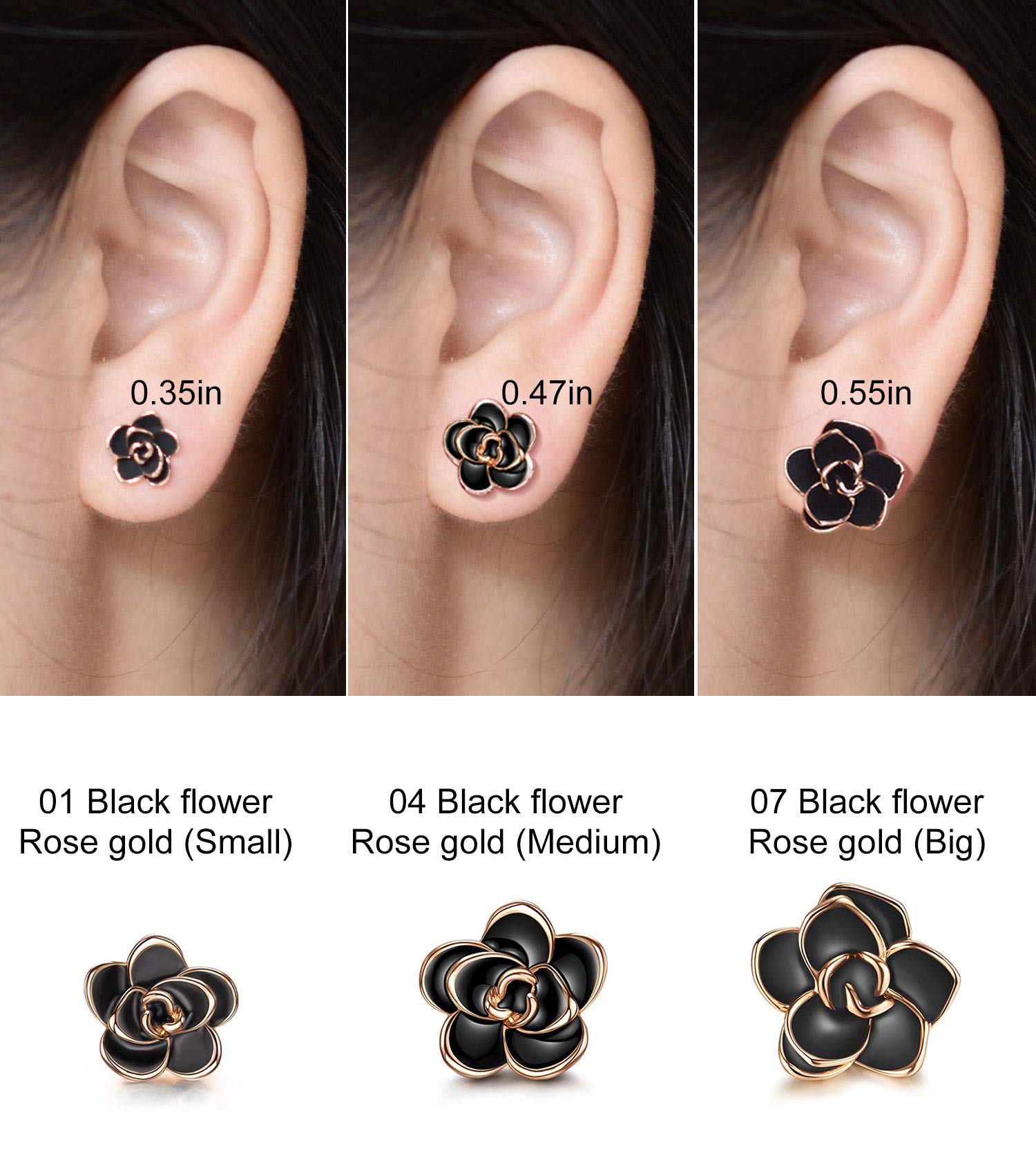 AllenCOCO Hypoallergenic Rose Flower Stud Earrings for Women - Nickel Free Sensitive Ear Jewelry in Gold & Silver | Perfect for Everyday Wear, Date Nights & Gifts