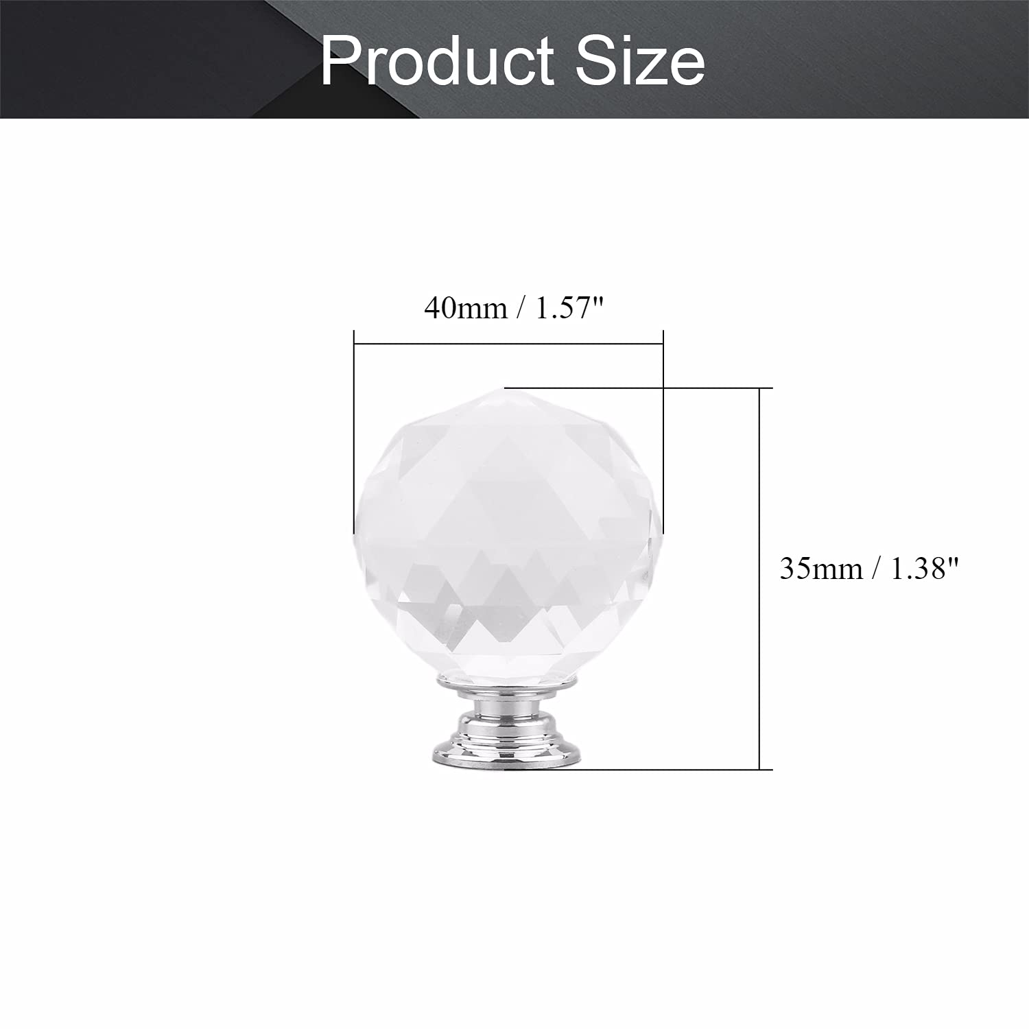 **MroMax Crystal Aluminum Cabinet Knobs - Transparent Pull Handles for Drawers, Cupboards, Dressers, Bookcases & Wardrobes (1-Pack) - Perfect for Modern Home & Office Furniture**