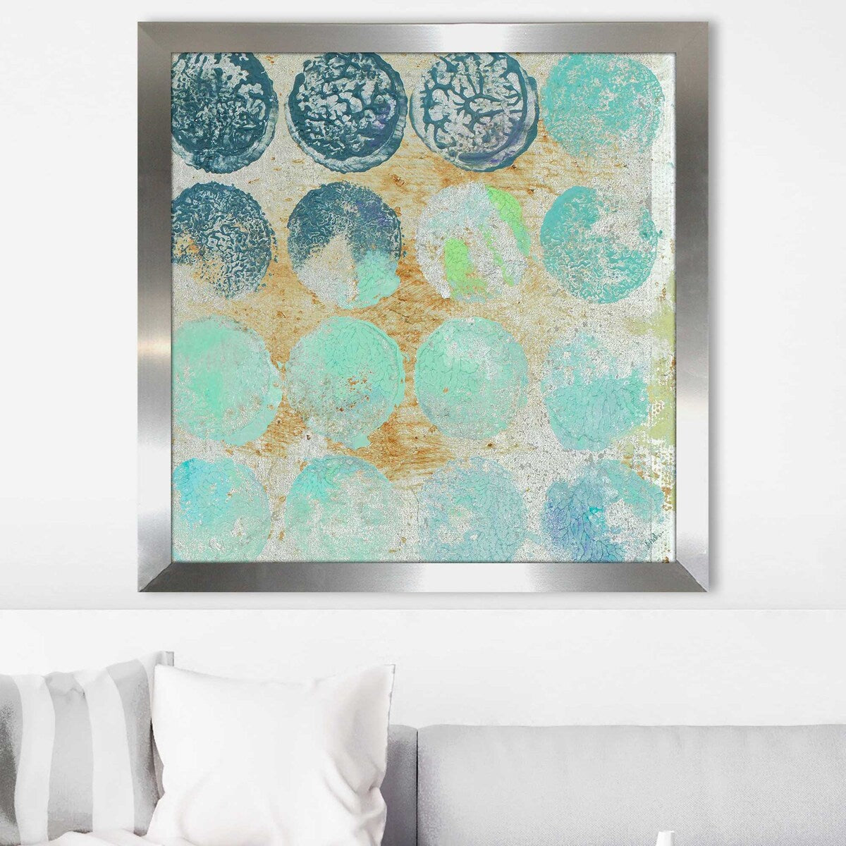 Aqua Circles II Square Print on Acrylic - Modern Abstract Wall Art for Living Room, Bedroom & Office Decor