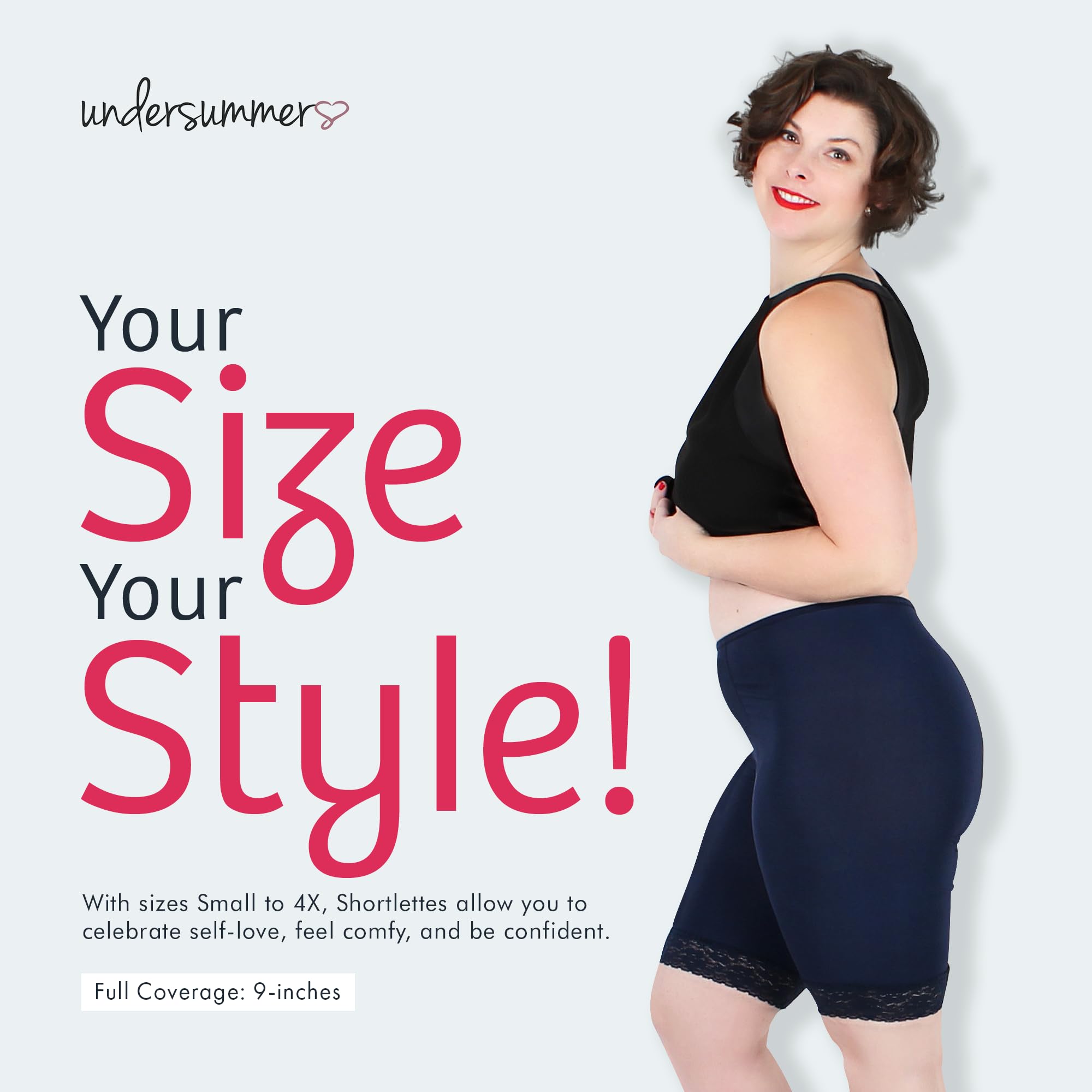 Undersummers Fusion Slip Shorts for Women - 9” Inseam Anti-Chafing Thigh Shorts Under Dresses | Perfect for Summer, Work, Travel & Active Wear
