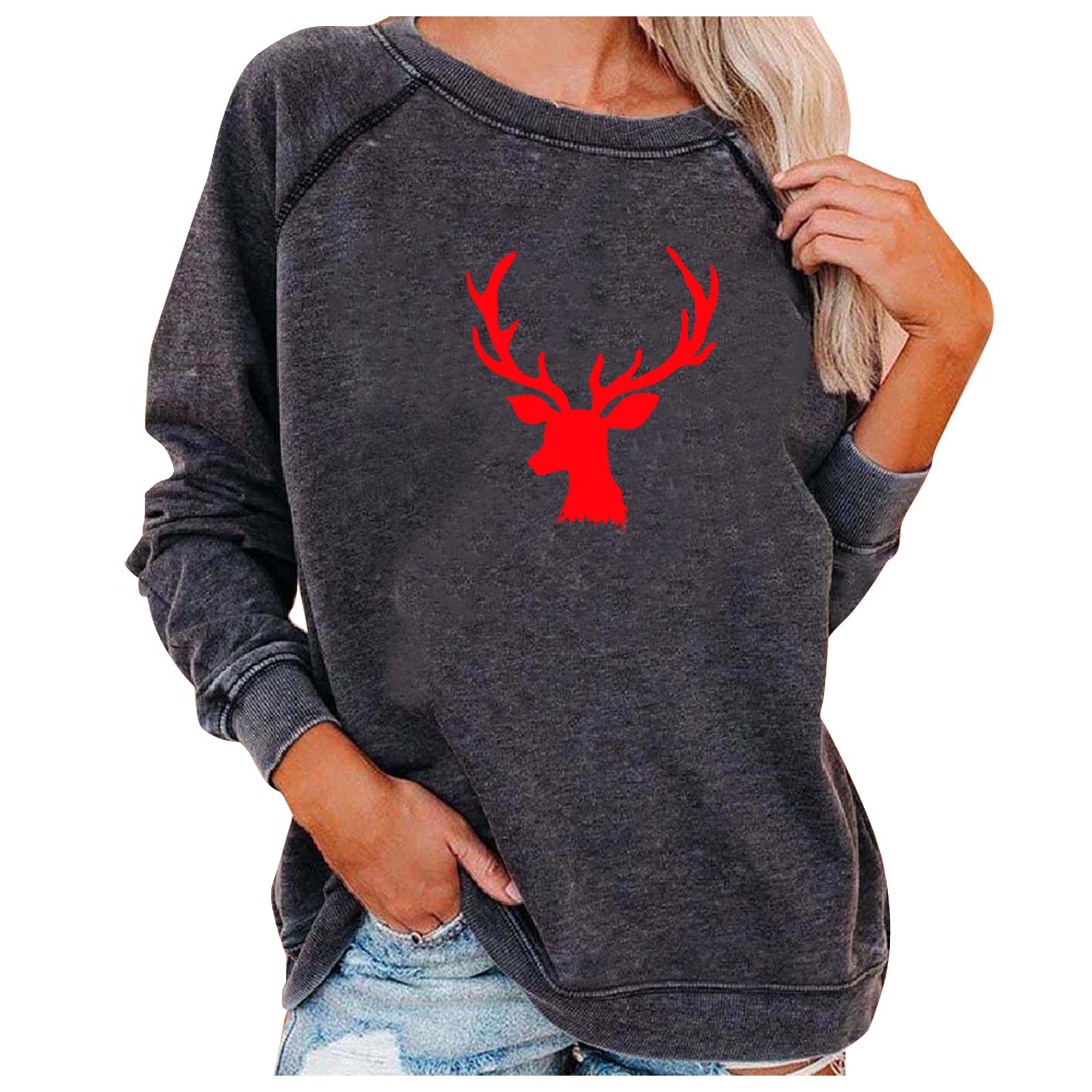 Christmas Movies Watching Shirt - Festive Xmas Truck Tree Design Long Sleeve Blouse Pullover Tops for Women | Cozy Holiday Outfit for Hallmark Movie Nights, Family Gatherings & Christmas Parties
