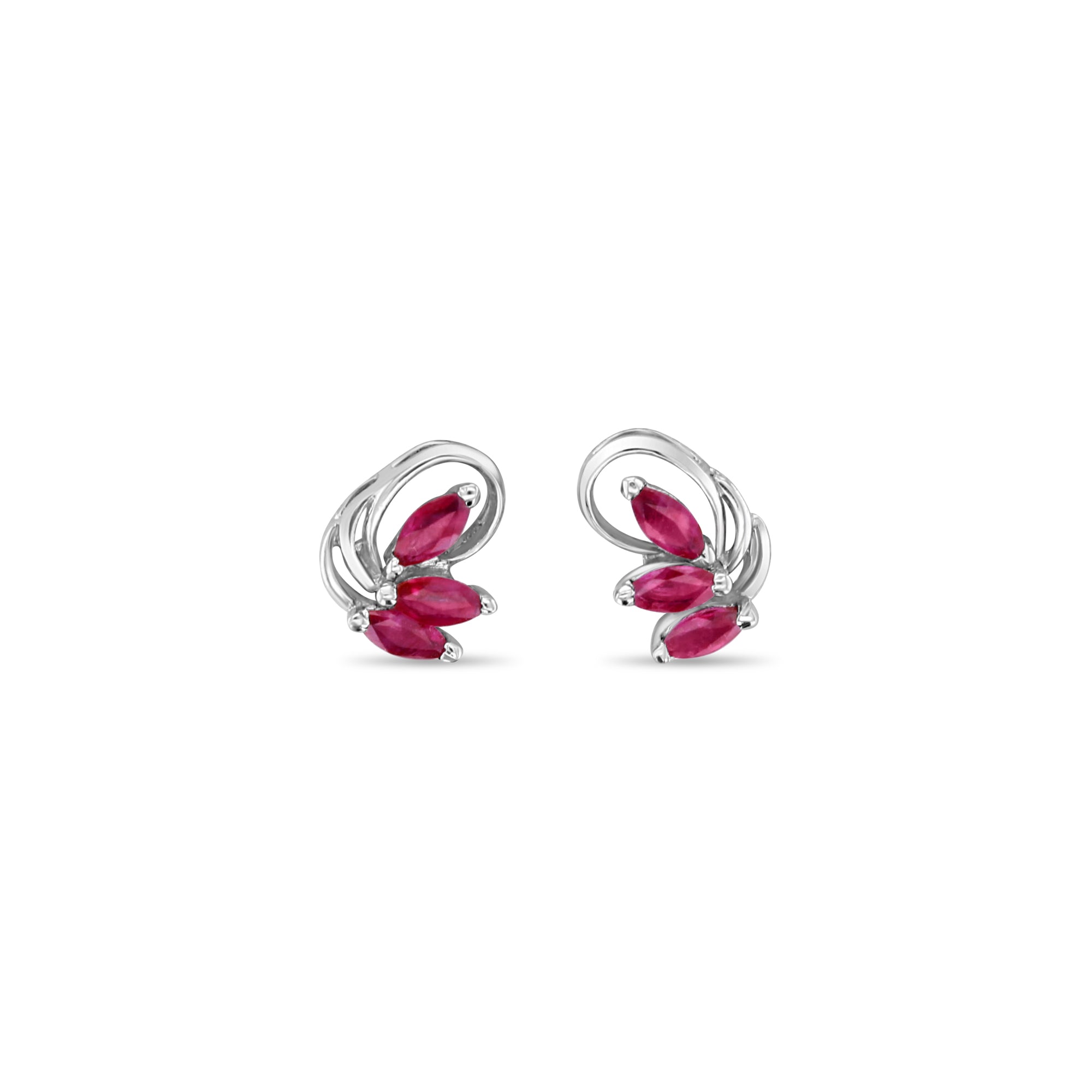 14k White Gold Marquise Ruby Stud Earrings for Women - Elegant Gift for Valentine's Day, Anniversary & Special Occasions