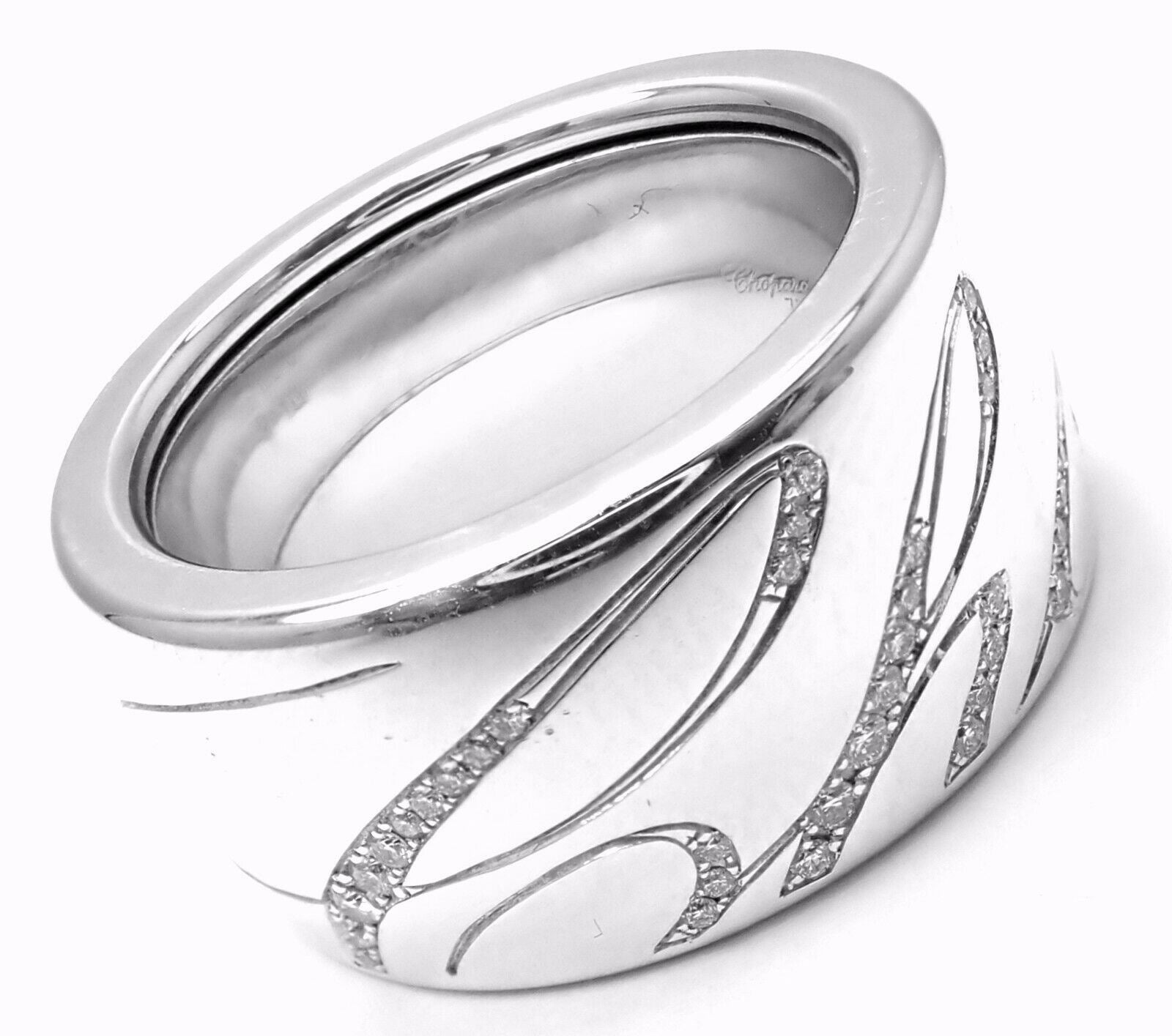 Chopard Chopardissimo 18k White Gold Diamond Signature Band Ring - Size 6 with Certification - Perfect for Anniversary Gifts, Engagement Rings & Luxury Jewelry Collections