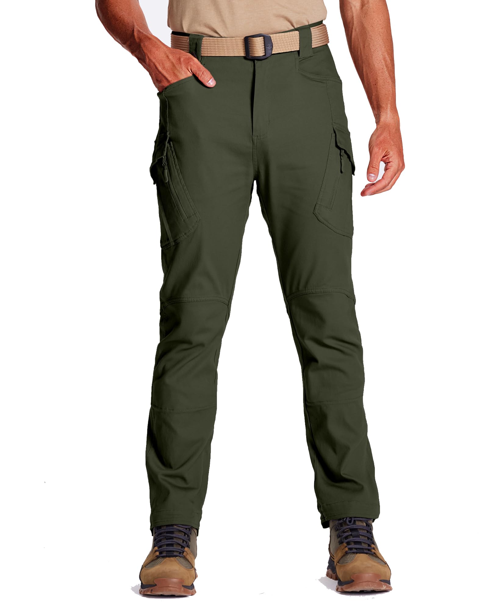 **FEDTOSING Men's Tactical Cargo Pants with 9 Pockets - Rip-Stop Stretch Cotton Military Work Trousers for Hiking, Combat & Outdoor Activities**    *(场景: Perfect for hiking, camping, military duty, construction work, and everyday rugged wear.)*