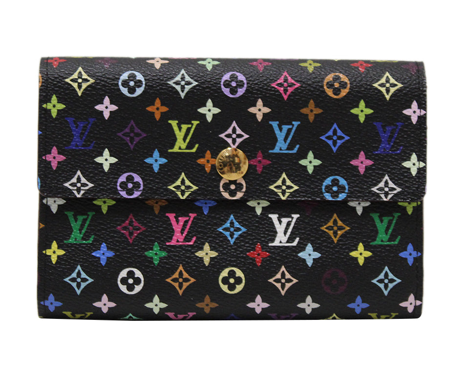 Authentic Louis Vuitton Black Monogram Multicolor Alexandra Wallet - Luxury Women's Designer Wallet for Everyday Use & Special Occasions