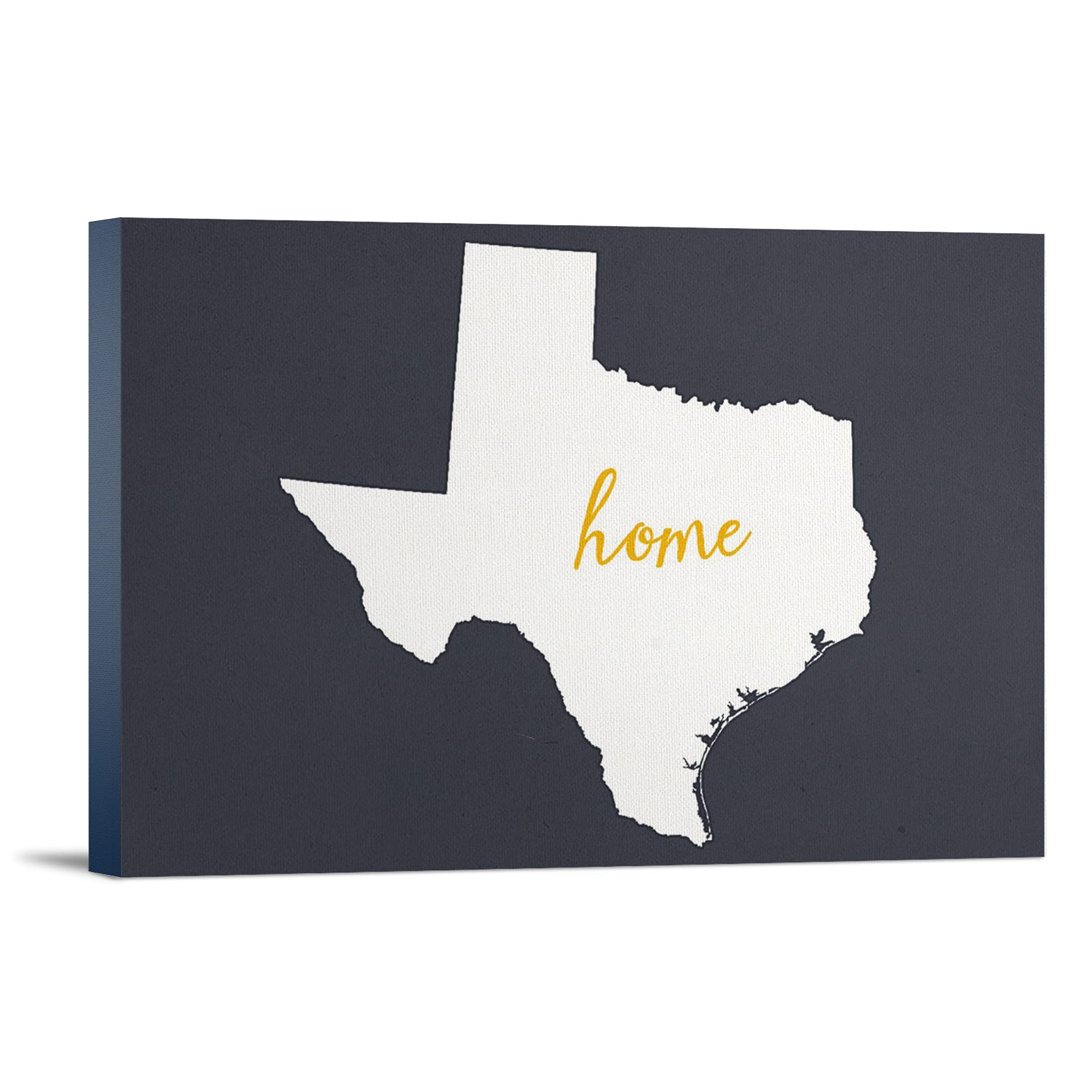 Texas Home State White on Gray 16x24 Wrapped Canvas Wall Art - Perfect for Living Room, Bedroom & Office Decor
