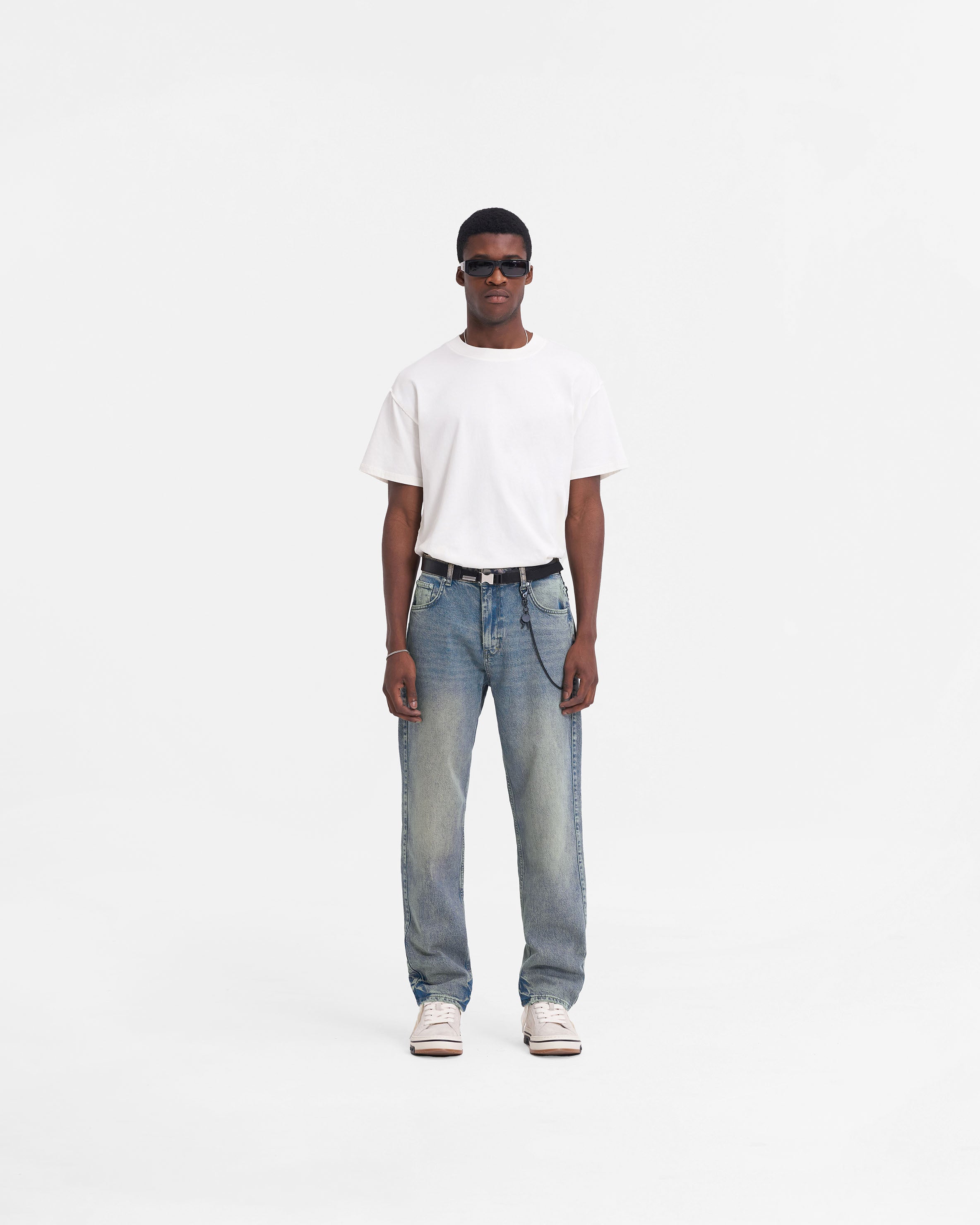 R2 Straight Leg Denim Jeans - Blue & Cream Wash | Comfortable Women's Casual Pants for Everyday Wear