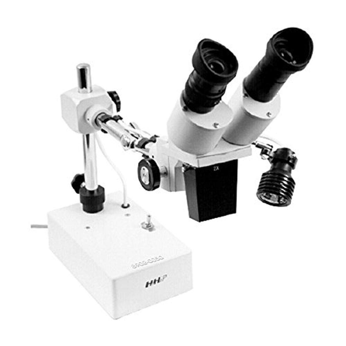HHIP 8902-0050 20X Stereo Microscope with Universal Boom Stand - 10x Eyepiece & 2X Objective Lens - 110V 60Hz 1Ph - Ideal for Jewelry Making, PCB Inspection, and Biological Sample Observation