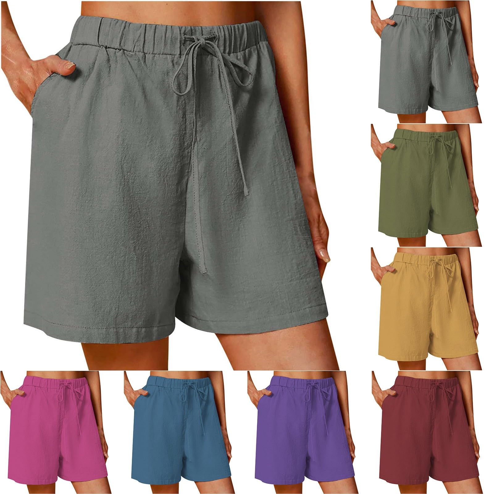 High Waisted Cotton Shorts for Women - Summer Hiking & Lounge Wear