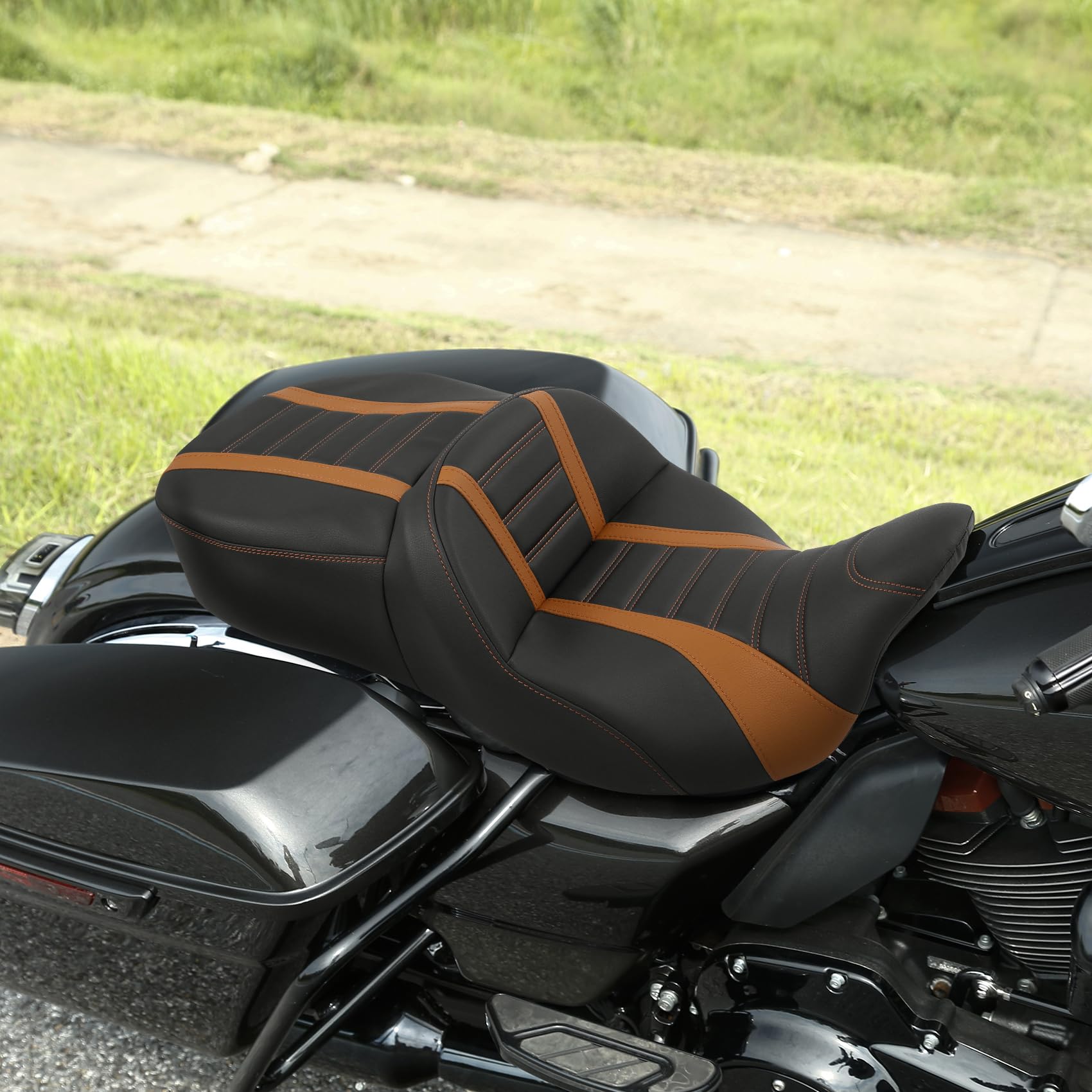 Harley Touring Seat Cover - One-Piece Hammock for Road King, Street Glide, Road Glide (2009-2023) & Electra Glide, Tri Glide, Ultra Classic (2009-2013) - Comfortable Driver & Passenger Seat Protector for Long Rides & Road Trips