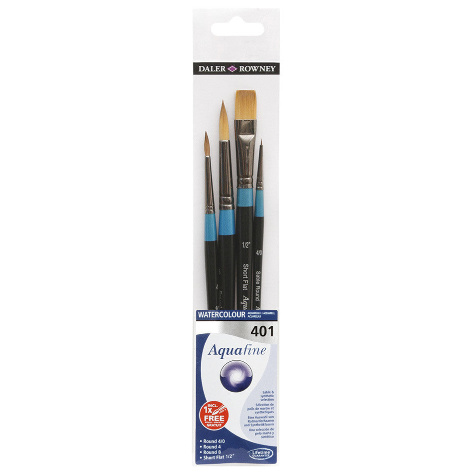 Daler Rowney Aquafine Watercolor Brush Set - 4 Premium Watercolour Brushes for Artists | Perfect for Watercolor Painting, Calligraphy & Mixed Media Art