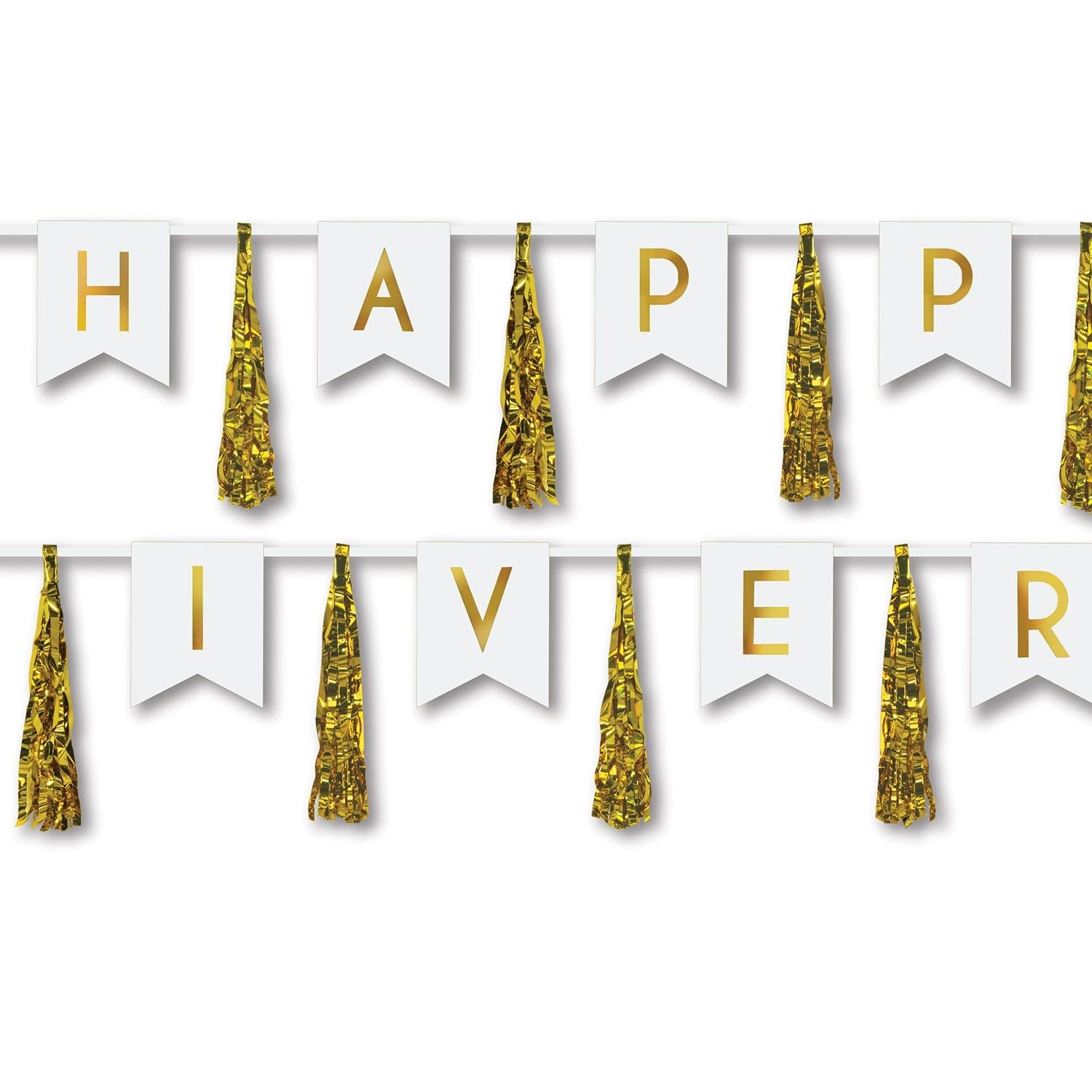 12 Pack Beistle Happy Anniversary Tassel Streamers - Colorful Party Decorations for Anniversary Celebrations, Weddings & Special Events