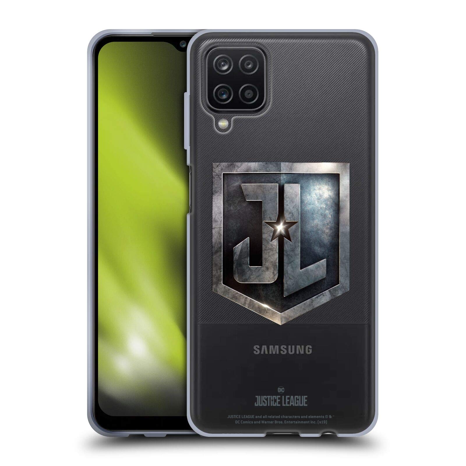 Justice League Movie JL Badge Logos Soft Gel Case for Samsung Galaxy A12 (2020) - Officially Licensed by Head Case Designs - Perfect for Daily Use and Superhero Fans