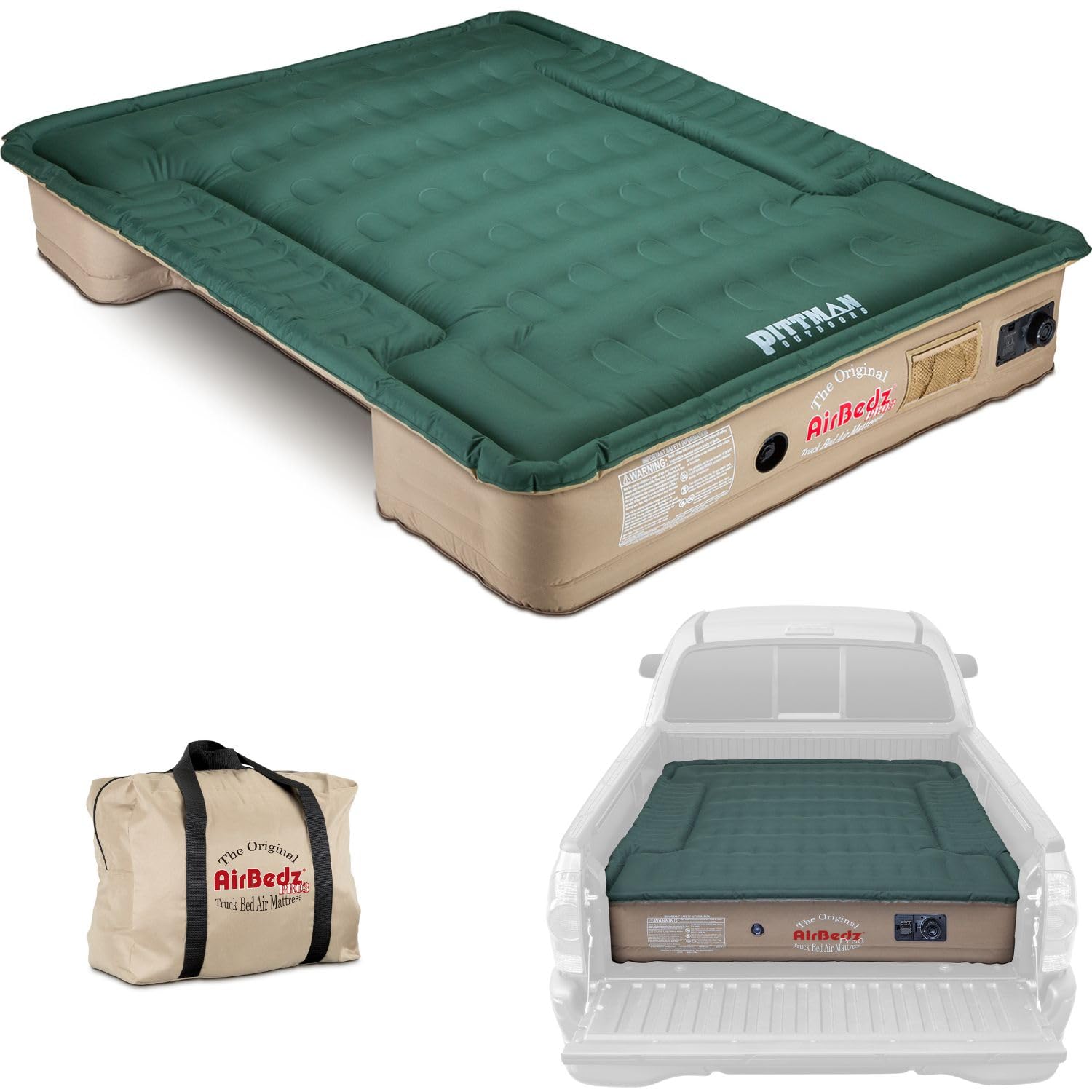 Pittman Pro3 Series Truck Bed Air Mattress - 8ft Full Size Premium Airbedz for Pickup Trucks - 25% More Coverage for Comfortable Camping & Outdoor Adventures - Perfect for Road Trips, Tailgating & Backyard Sleepovers