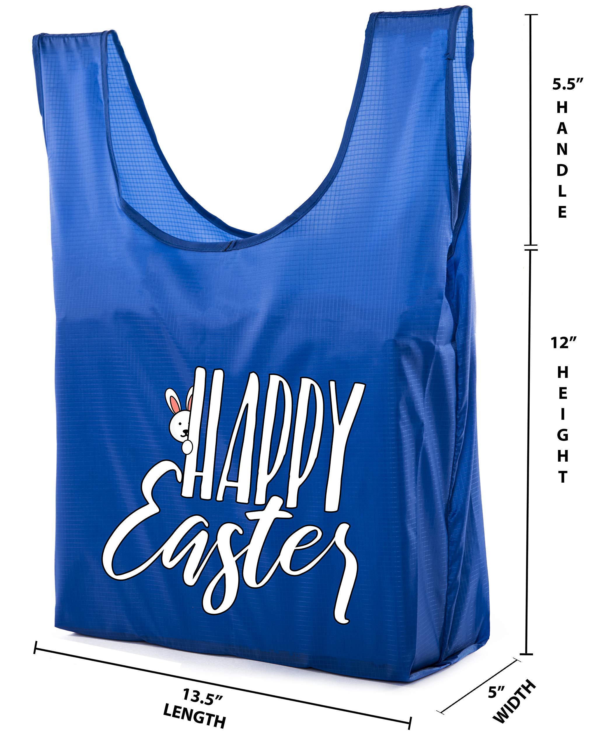 Easter Basket Bags - Bulk Reusable Grocery Tote Bags for Easter Egg Hunt - Peeking Bunny Design - Royal CA2650EasterDTG S2 - Perfect for Easter Gifts, Party Favors & Spring Celebrations