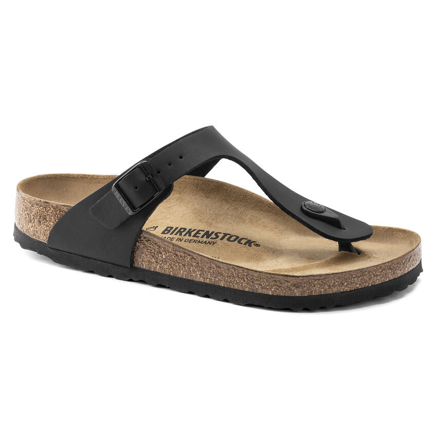 Birkenstock Gizeh Birko-Flor Classic Footbed Sandals for Women - Comfortable Black Leather Sandals for Walking, Travel & Everyday Wear