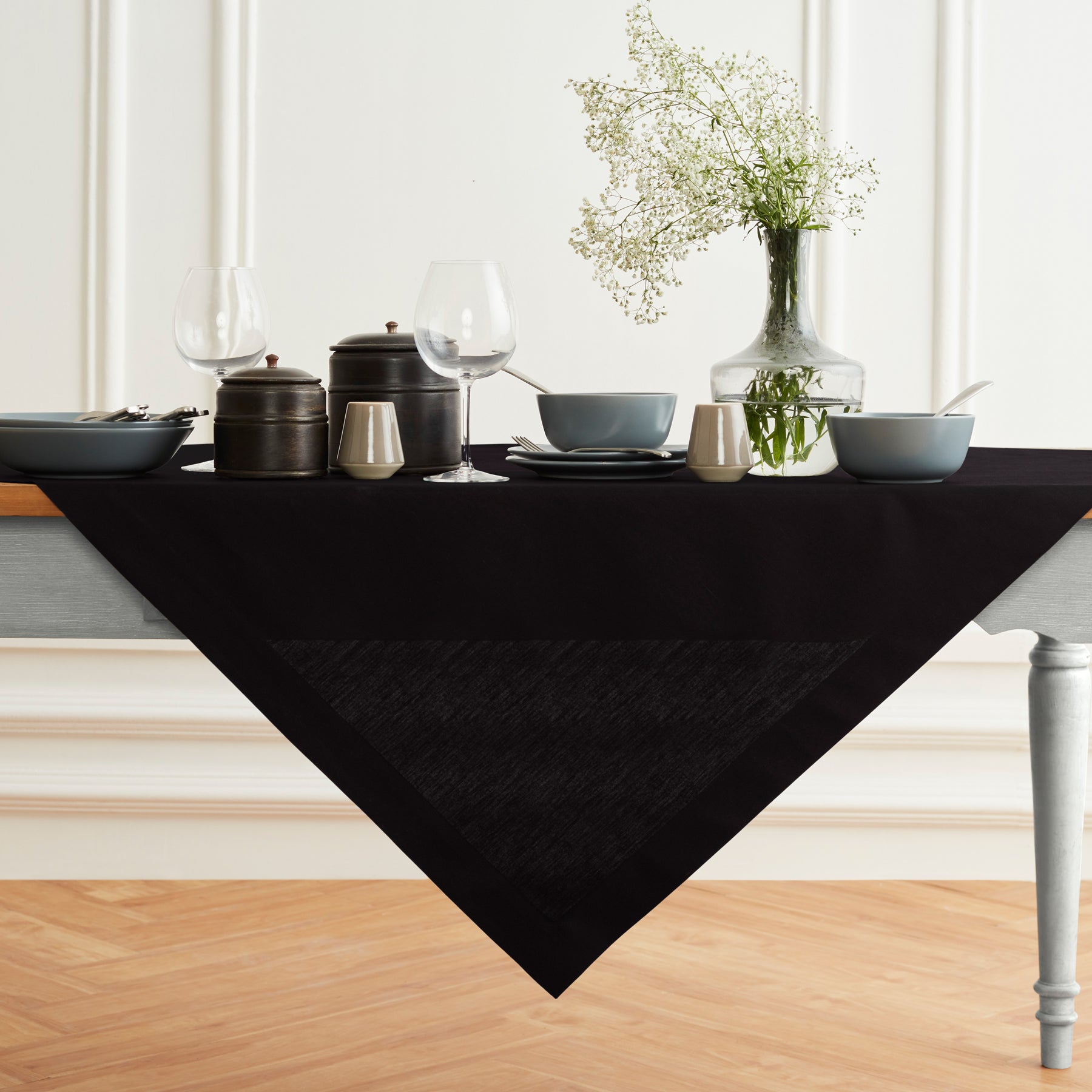 Premium Dru Cotton Linen Table Throw - Soft & Durable Table Cover for Dining Room, Kitchen, or Outdoor Picnic - Elegant Home Decor & Party Tablecloth