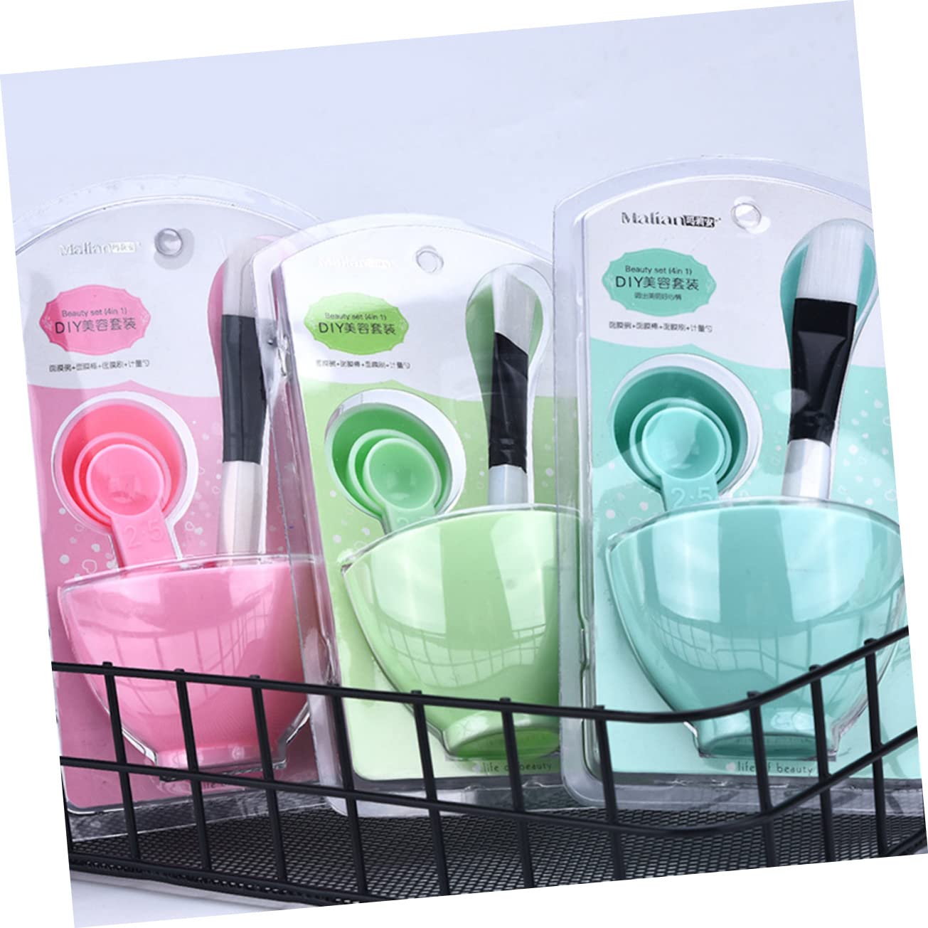 4-Piece Plastic Facial Mask Bowl Set with Measuring Tool - Gentle & Durable for DIY Skincare, Spa, and Beauty Treatments (Random Colors)
