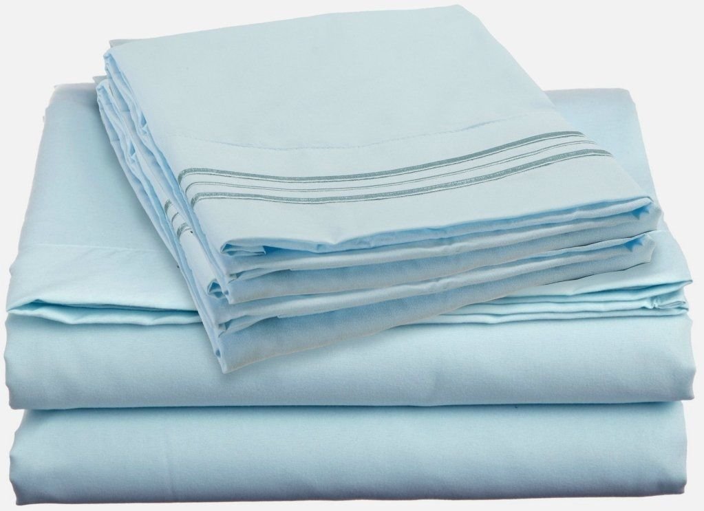 Hcs Hotels Collection 2000 Supreme 5-Piece Bed Sheet Set - Split King Size, 15 Color Options (Aqua/Light Blue) | Luxury Soft Microfiber Sheets for Hotels, Guest Rooms & Home Bedding
