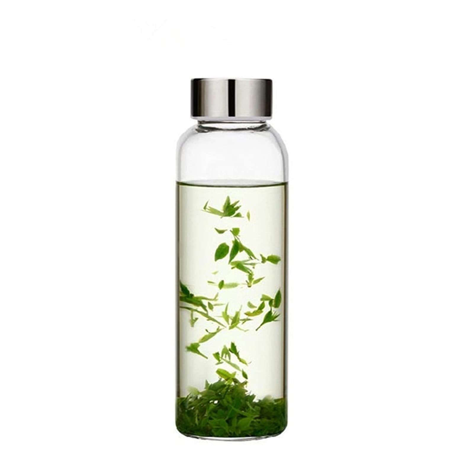 12oz Glass Water Bottles with Protective Sleeve & Leak-Proof Stainless Steel Lid - 2 Pack Reusable Drink Bottles for Water, Juice, Tea - Perfect for Gym, Office, Hiking and Travel
