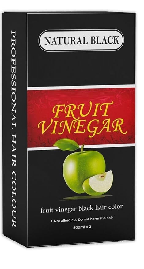 Natural Black Fruit Vinegar Gel Hair Dye for Men & Women - Long Lasting, Ammonia-Free Hair Color with Mixing Bowl | Perfect for At-Home Salon Styling & DIY Hair Coloring