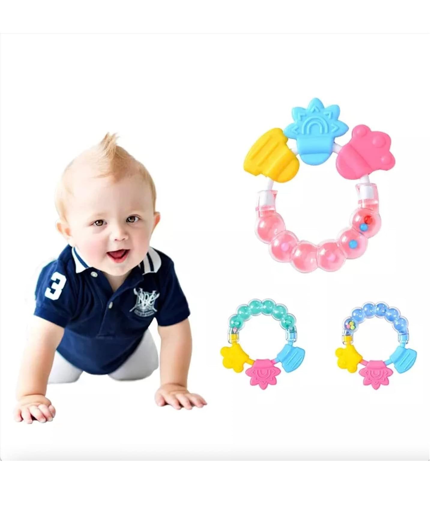 **JoyBuzz Silicone Baby Rattle Teether - BPA-Free, Natural & Organic Teething Toy for Infants, Toddlers & Kids | Soft, Safe & Soothing for Sore Gums - Perfect for Home, Travel & Daycare (Green)**
