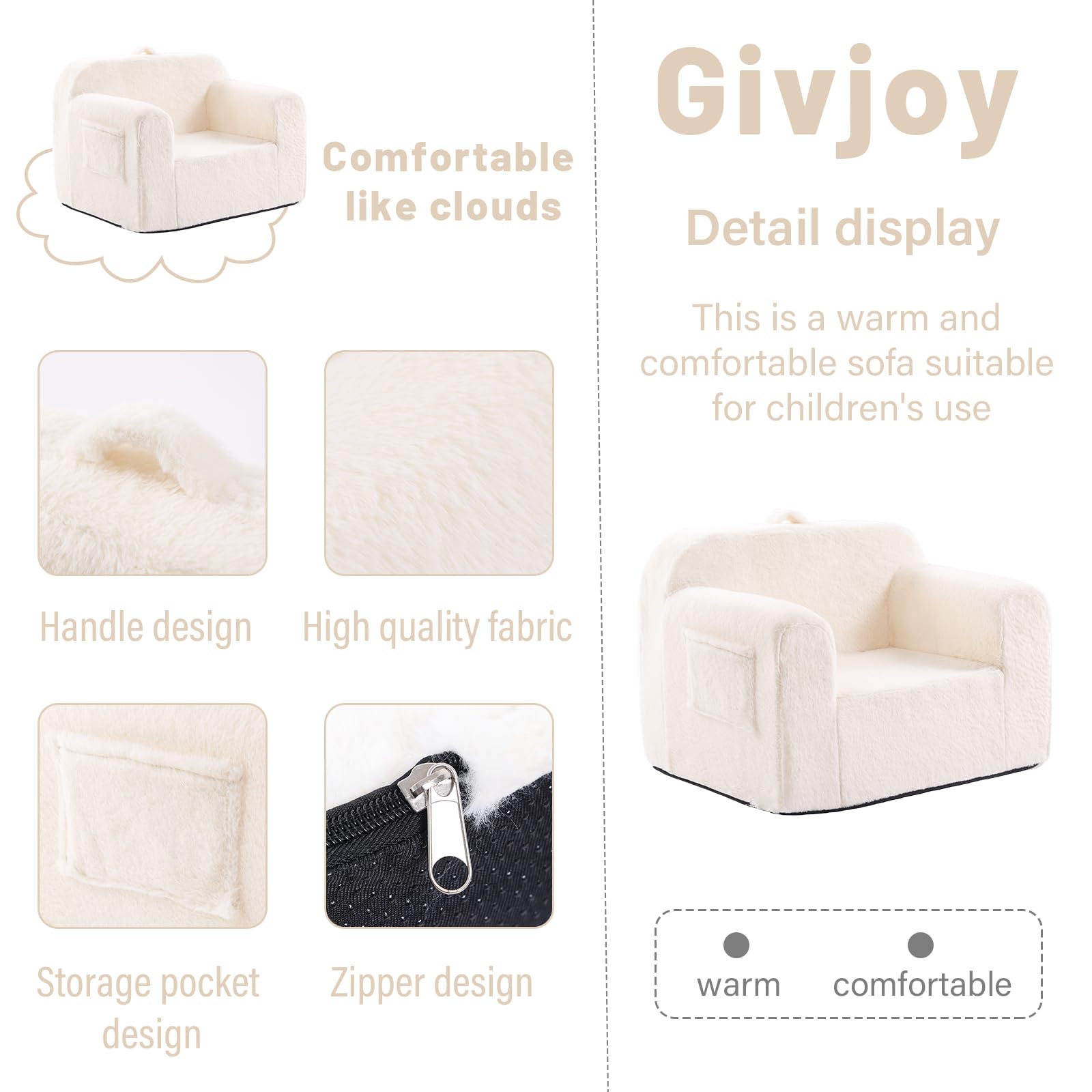 Plush Toddler Chair & Kids Couch - Convertible Comfy Sofa Lounger for Boys & Girls - Soft Reading Chair for Bedroom & Playroom - Perfect for Storytime, Playtime & Relaxation