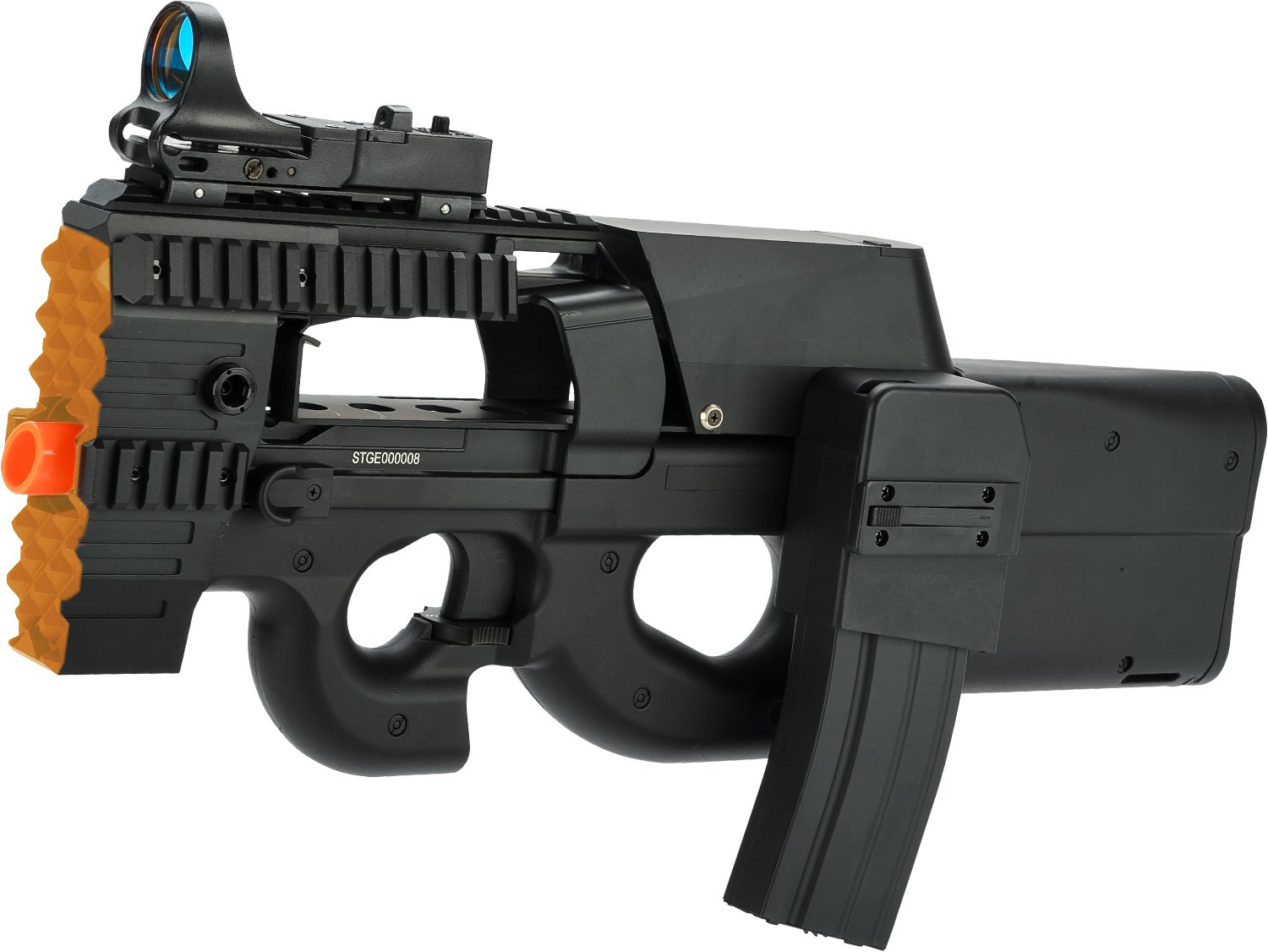 Evike Airsoft Custom Swordfish P90 Airsoft Gun with TMAG Bundle - Black | High Performance Airsoft Rifle for Tactical Games & Training