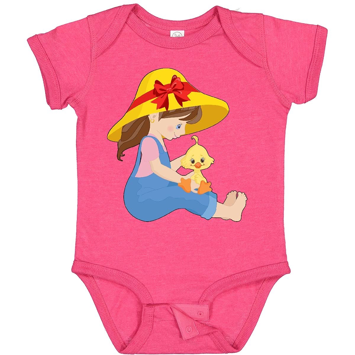 Inktastic Farming Girl with Baby Chick Baby Bodysuit - Cute Farm Animal Print Onesie for Newborns & Infants - Perfect for Farm-Themed Parties, Photo Shoots & Everyday Wear