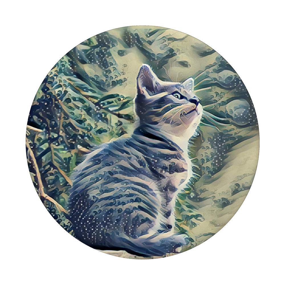Artistic Cat The Great Wave Phone Grip - PopSockets Stand for iPhone, Samsung & Tablets | Japanese Wave Painting Design | Perfect for Work, Travel & Selfies