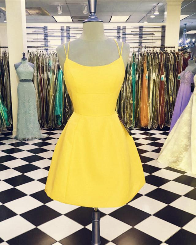 Elegant A-Line Cross Back Homecoming Dress - Short Satin Party Gown for Prom, Formal Events & Special Occasions | Perfect for Dances, Weddings & Cocktail Parties