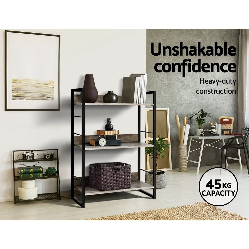 Metal & Wood Bookshelf Display Shelves - Wall Mounted Bookcase for Home & Office Storage - Perfect for Living Room, Bedroom, and Study Organization