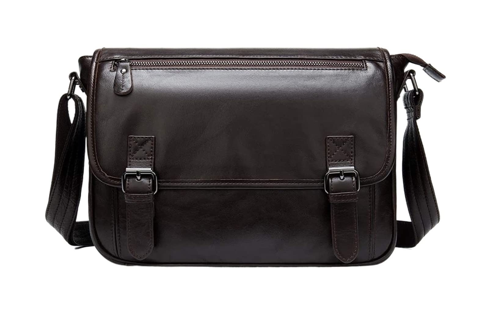 Vintage Soft Cowhide Leather Shoulder Messenger Bag for Men - Retro Flapover Crossbody Satchel, Casual & Business Travel Purse - Perfect for Daily Commute, Office, and Weekend Outings