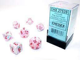 Chessex Polyhedral 7-Dice Set in Vibrant Pop Art Red - Perfect for D&D, RPGs, Board Games & Tabletop Gaming
