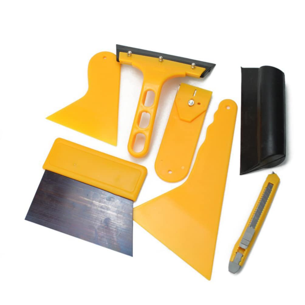 FAVOMOTO 7-Piece Vinyl Squeegee Tool Kit for Window Tint, Car Wrap & Wall Decal Application - Professional Felt Squeegee, Scraper & Applicator Tools for Bubble-Free Installation - Perfect for Auto Tinting, Home Decals & DIY Projects
