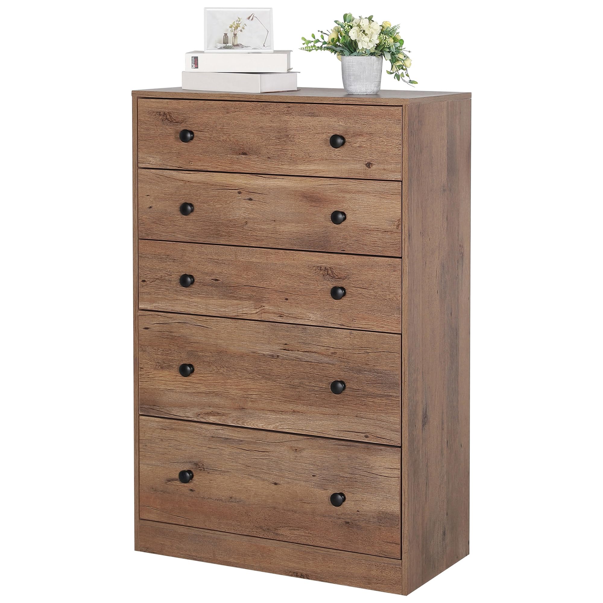 MUPATER 5-Drawer Dresser - Large Wooden Storage Organizer for Bedroom, Closet, Living Room, Nursery & Hallway - Natural Finish - Perfect for Home Organization & Space Saving