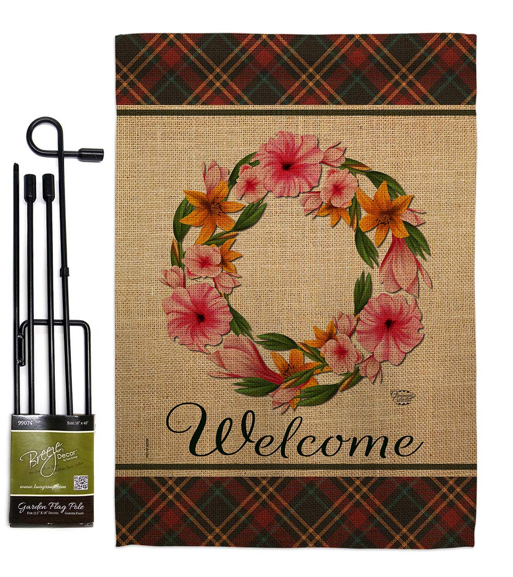Floral Lily Wreath Garden Flag Set - Spring Flower Decor for Yard & Home