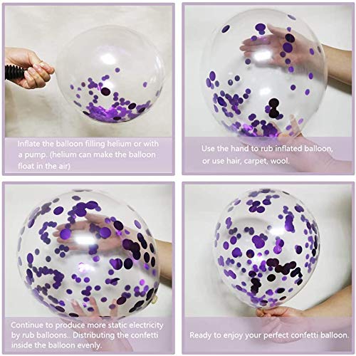 60pcs 12 Inch Purple and White Confetti Latex Balloons - Birthday Party Decorations, Baby Shower, Wedding, Princess Theme Party | Perfect for Indoor & Outdoor Celebrations, Photo Backdrops, and Festive Events