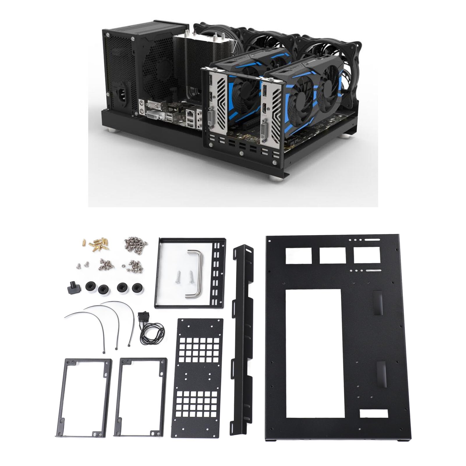 Steel ATX Open Frame Computer Case - DIY Gaming PC Chassis for ATX/Micro ATX/Mini ITX Motherboards with Handle | Perfect for Custom Builds, Bench Testing & LAN Parties