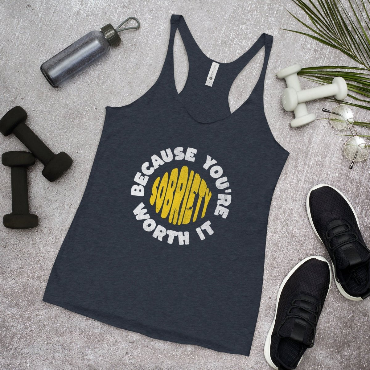 Empowering Sobriety Racerback Tank Top - Motivational Fitness & Workout Apparel for Women - Perfect for Yoga, Running & Gym