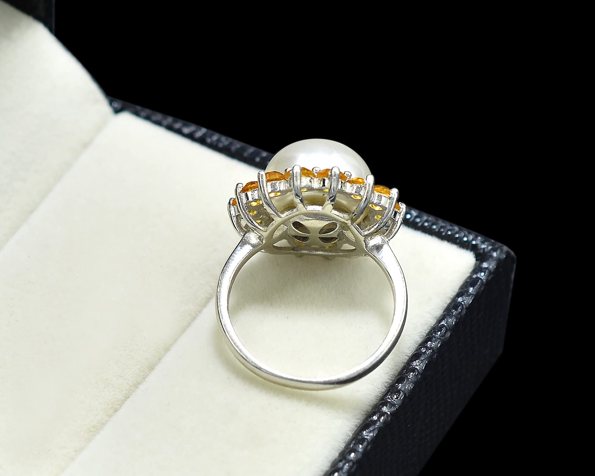 Natural 3mm Round Cut Citrine Gemstone 925 Sterling Silver Cluster Ring - November Birthstone Jewelry for Women, Perfect Wedding & Bridal Gift for Anniversary or Special Occasions