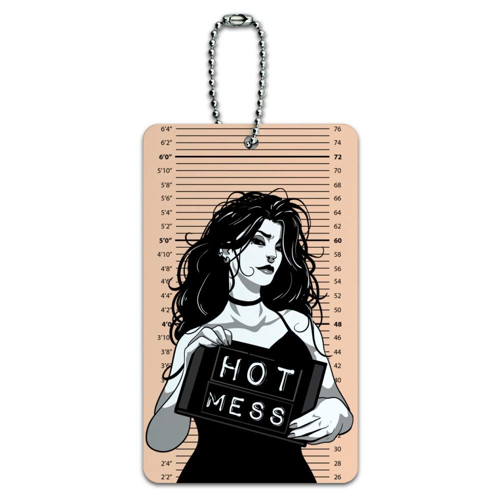 Funny Hot Mess Woman Mug Shot Luggage Tag - Durable Suitcase ID Card for Carry-On Bags - Perfect for Travel, Gifts & Humorous Identification