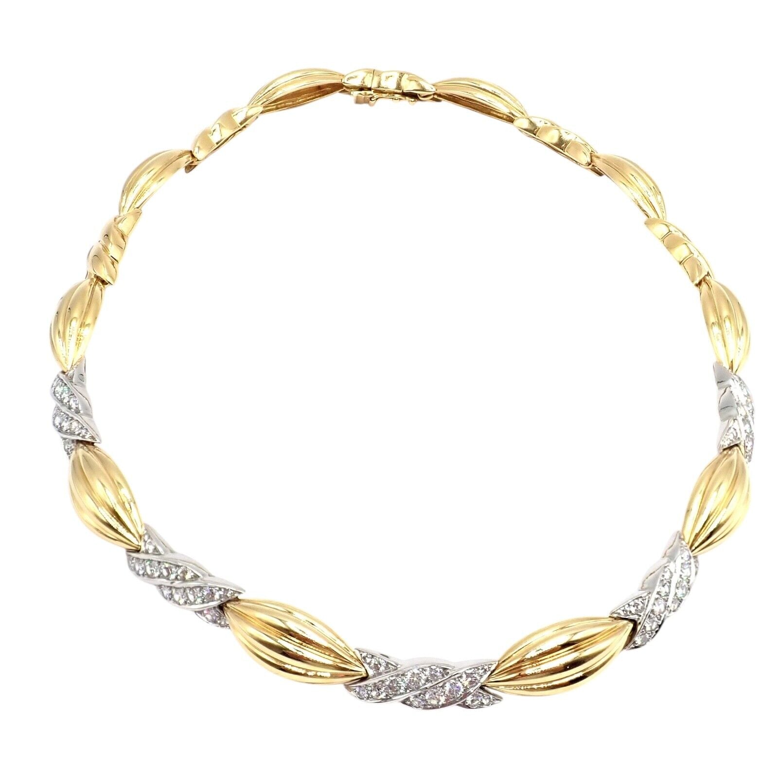 Authentic Tiffany & Co 18k Yellow & White Gold 4 Carat Diamond Candy Necklace - Elegant Jewelry Gift for Women, Perfect for Anniversaries & Special Occasions