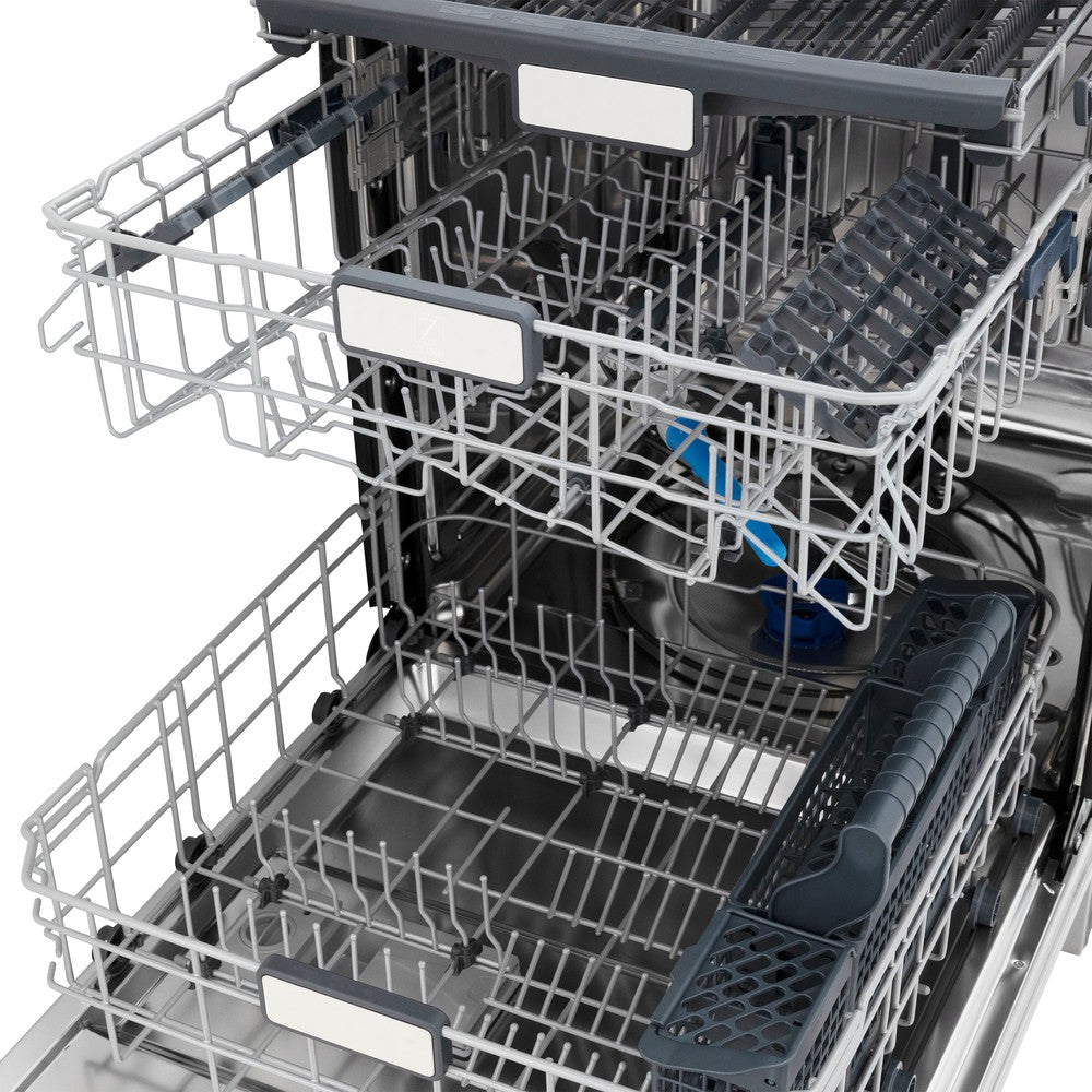 ZLINE Autograph Edition 24-inch Monument Series Dishwasher with 3rd Rack, Top Touch Controls, Tall Tub - Satin Stainless Steel Panel & Champagne Bronze Handle, Ultra Quiet 45dBa (DWMTZ SN 24 CB) - Perfect for Modern Kitchens, Open Concept Homes, and Luxury Condos