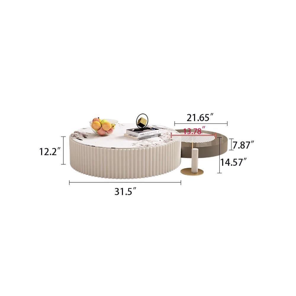 Modern White & Grey Nesting Coffee Table Set of 3 with Storage & Durable Stone Top - Perfect for Living Room, Small Space Furniture, Home Decor